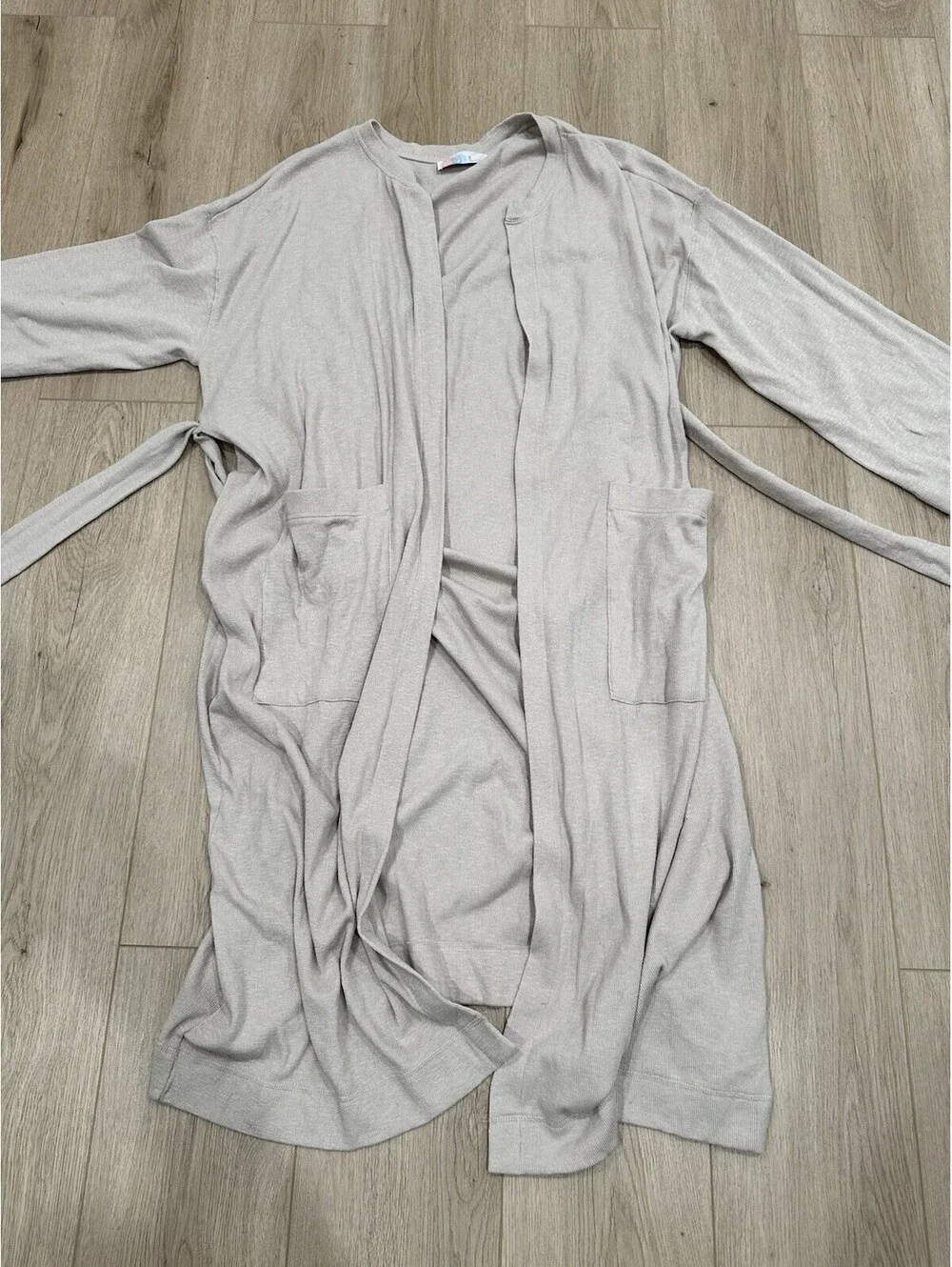NWT FREE PEOPLE BEACH Women's Tan Cotton Linen Blend Duster Cardigan Belt M